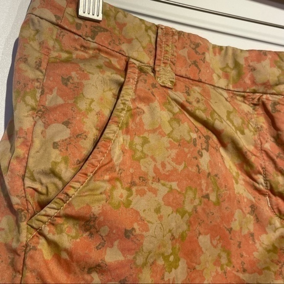 J. Crew Floral Shorts size 0 Green Khaki Cotton Terra Cotta Flower Pattern - Picture 5 of 6